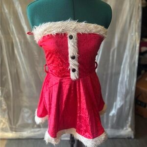 Red Santa Dress SET with Faux Fur Trim